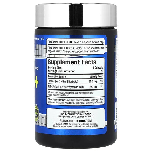 ALLMAX TUDCA+ 250 mg – دعم صحة التشخيص وتنقية التشخيص (60 كبسولة نباتية)