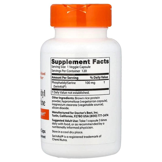 Doctor's Best Phosphatidyl Serine 100 mg – دعم الذاكرة الشخصية (120 كبسولة نباتية)