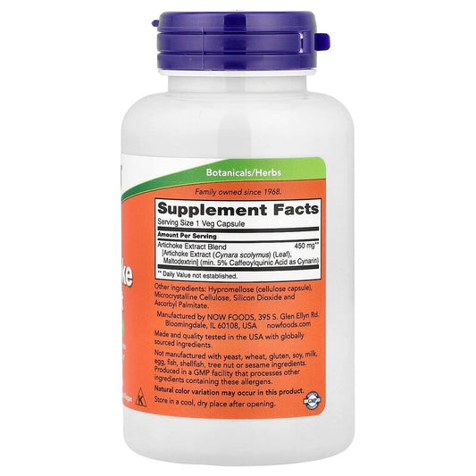 NOW Foods Artichoke Extract 450 mg – معلومات شاملة عن الكبد (90 كبسولة نباتية)
