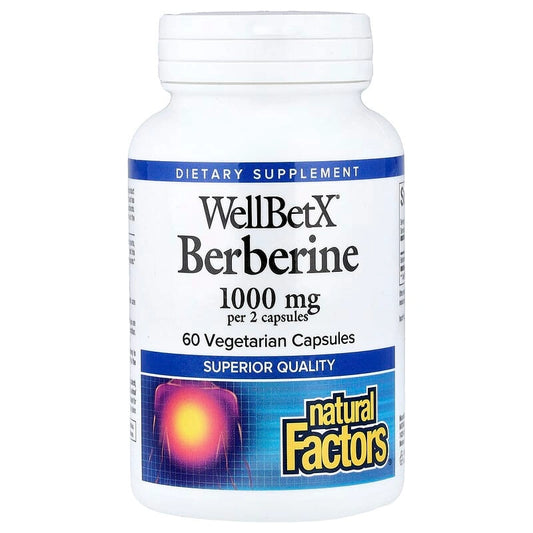 Natural Factors WellBetX Berberine 1000 mg – دعم السكر والمثيل الغذائي (60 كبسولة نباتية)