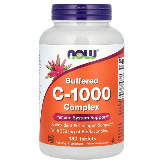 NOW Foods Buffered C-1000 Complex – دعم لمضادات الأكسدة (180 قرص)