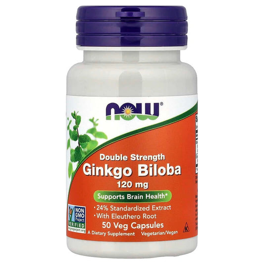 NOW Foods Ginkgo Biloba 120 mg – دعم الذاكرة التخصصي المشرقي (50 كبسولة نباتية)