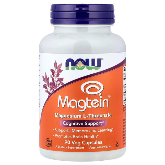 NOW Magtein Magnesium L-Threonate 90 كبسولة نباتية – دعم الذاكرة والصافية